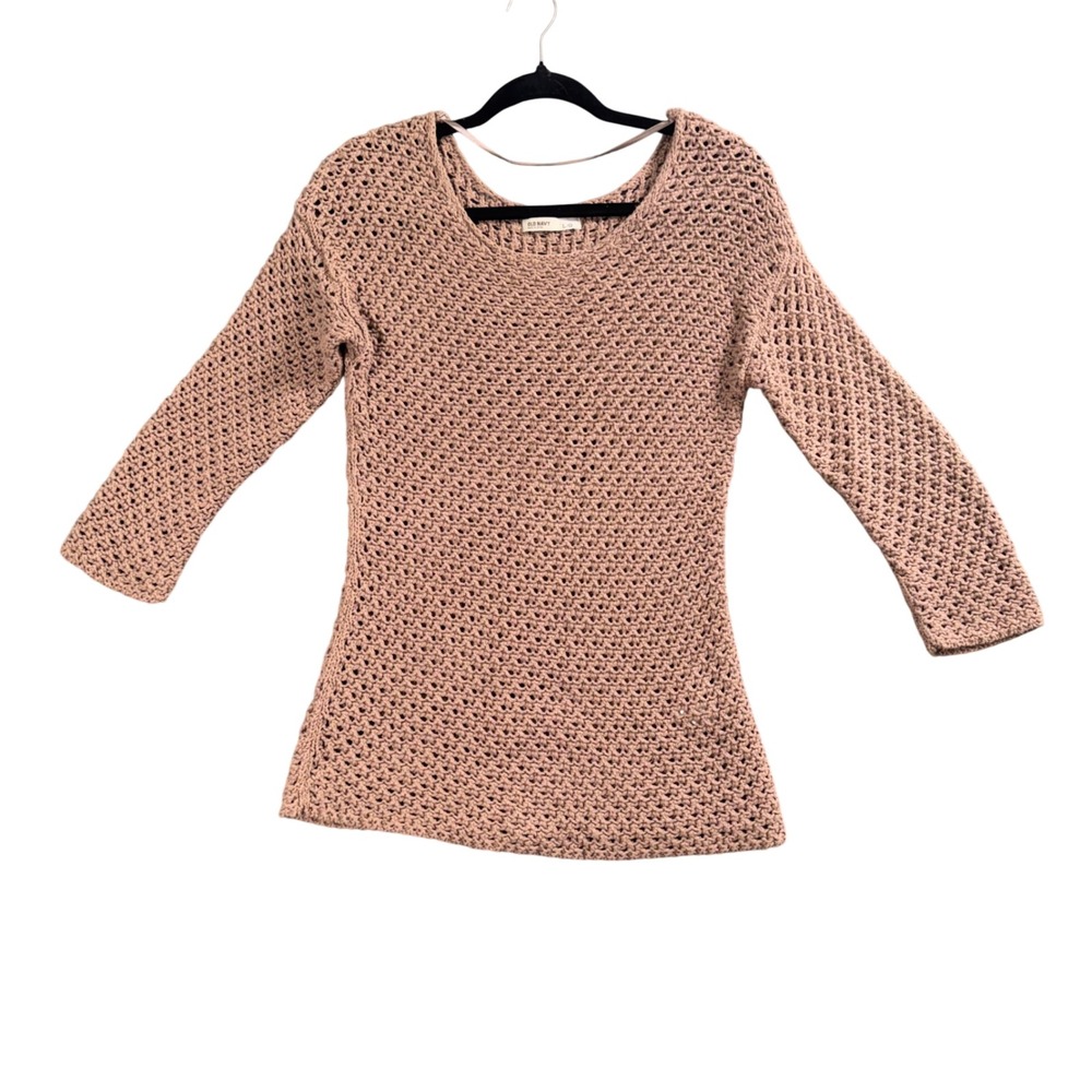 Old Navy Open Knit Sweater L Coquette Coastal‎ Cottagecore Soft Girl Crochet